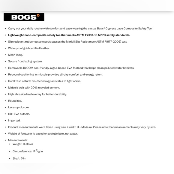 EUC- Bogs ‘Cypress Lace’ Waterproof Work & Safety Boots - Picture 2 of 10